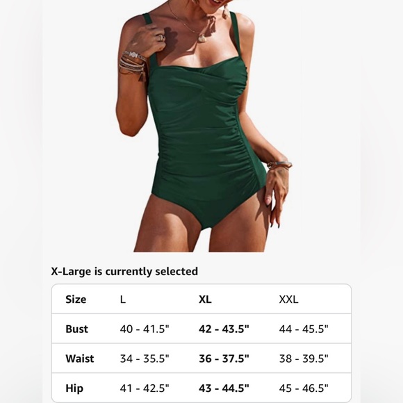 Ekouaer Women's One Piece Swimsuit Ruched Tummy Control Bathing Suits, Size:L - Picture 5 of 7